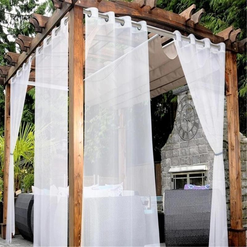 Outdoor Transparents Curtains Weatherproofs Eyelet Voile Curtains for Patioes Gazeboes