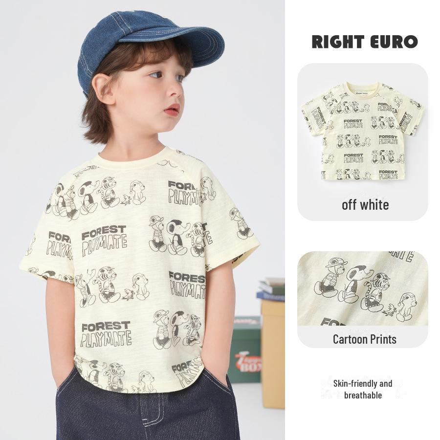 Boys' Cotton Short-Sleeve Summer T-Shirt - Lightweight Children's Top