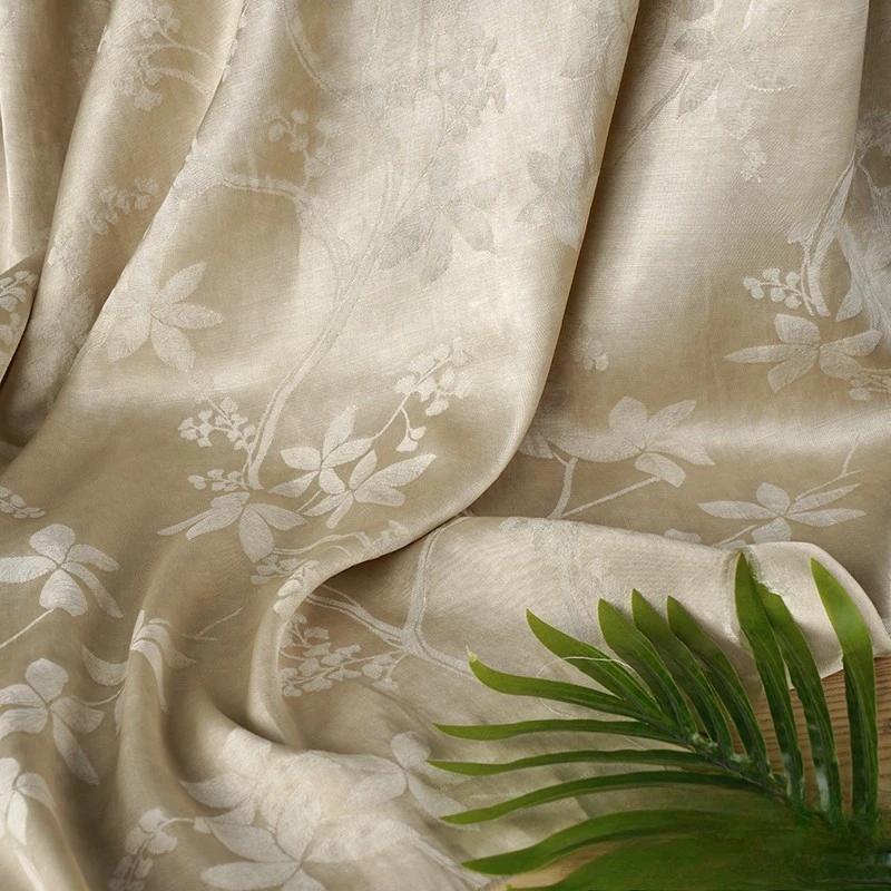 50x147cm New Chinese Floral Gauze Fabric Slip Skirt Cheongsam Shirt Soft Silky and Breathable DIY Clothing Fabric