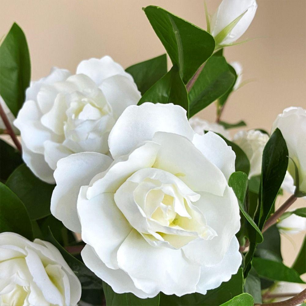 Handmade Artificial Gardenia Branches Real Touch Fake Flowers  Wedding Party Decor