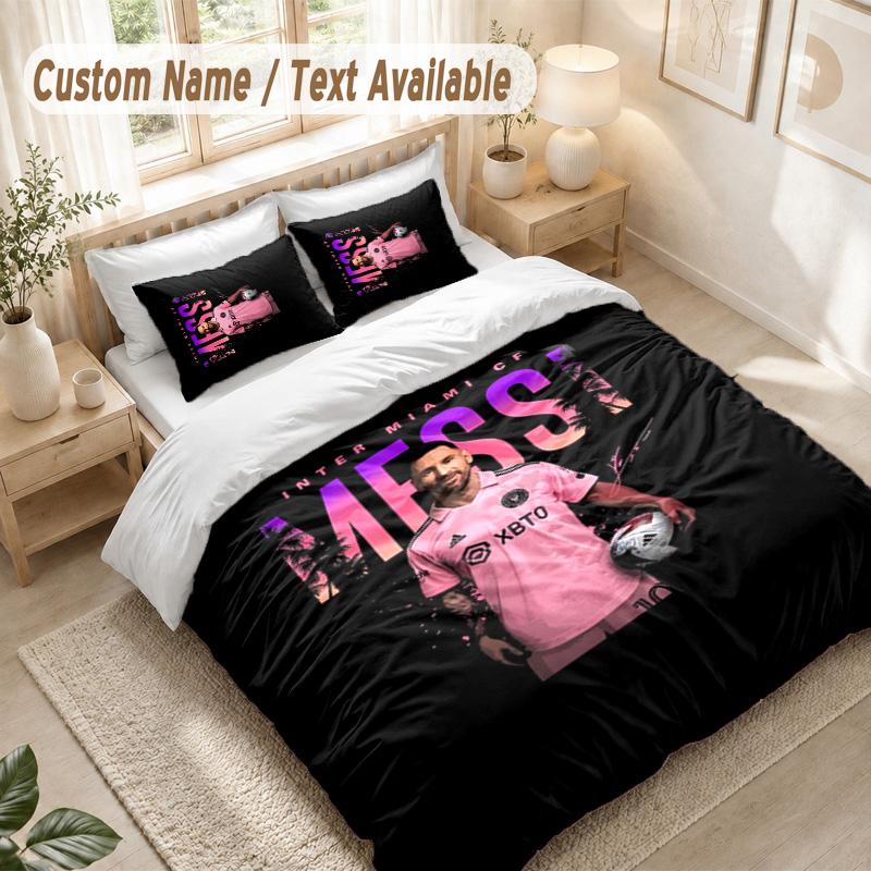 Messi Bedding Set, 1 Duvet Cover & 2 Pillowcases Soft Comfortable Bedroom Home Textile Decor