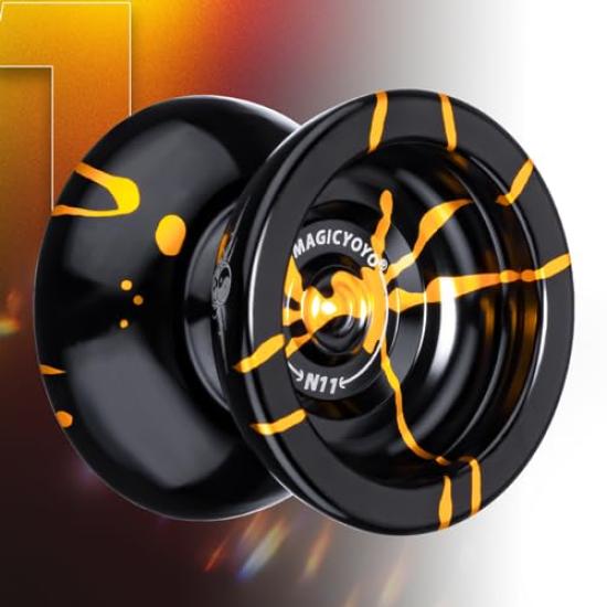MagicYoYo New Design N11 Alloy Aluminum Professional Yo-yo Unresponsive YoYo ball (Black With Golden) by MAGICYOYO