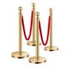 4 Pcs Gold Stanchion Post 2 Red Velvet Ropes Sand Injection Hollow Base