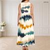 Women Plus Size Round Neck Triple Keyhole Sleeveless Tie Dye Printed Maxi Dress