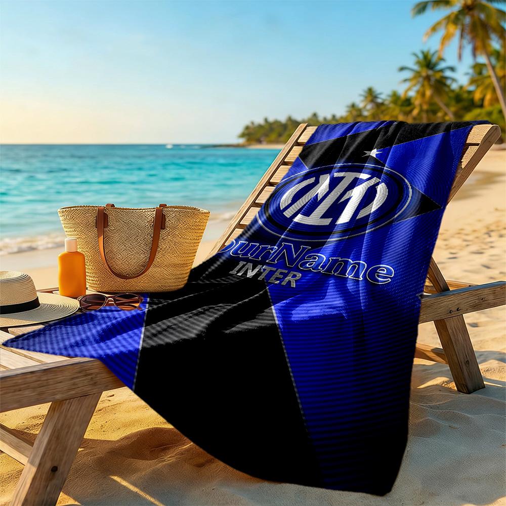 Inter Milan Customizable Name Beach Towel Super Soft & Absorbent Suitable for Sports Travel Swimming Yoga Bathroom Beach And Pool