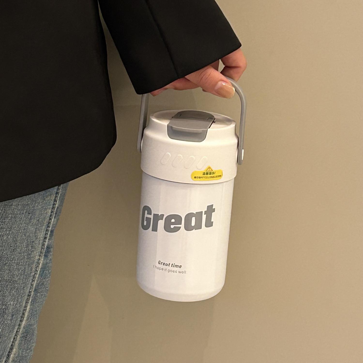 Scented tea thermos cup Water cup Female student with handle Portable straw cup Coffee cup 500ml