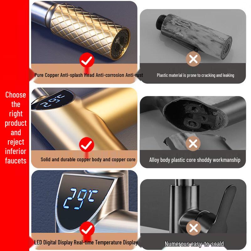 Tai Ju Fu Luxury Digital Display Pull-Out Kitchen Faucet