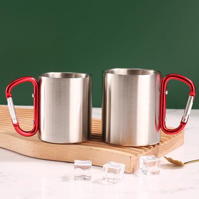 220Ml Stainless Steel Cup for Camping Traveling Outdoor Cup with Handle Carabiner Climbing Backpacking Hiking Portable Cups