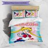3-teiliges Sailor Moon Design Bettwäsche-Set - HD-bedruckte Bettwäsche mit 1 Bettbezug und 2 Kissenbezügen - Perfekt für die Heim- und Wohnheimdekoration