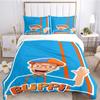 Blue & Orange Kids Character Elements Print Bedding Set, Cute Bow Tie Glasses Pattern Duvet Cover Set(1 * Duvet Cover + 2 * Pillowcase, Without Core)