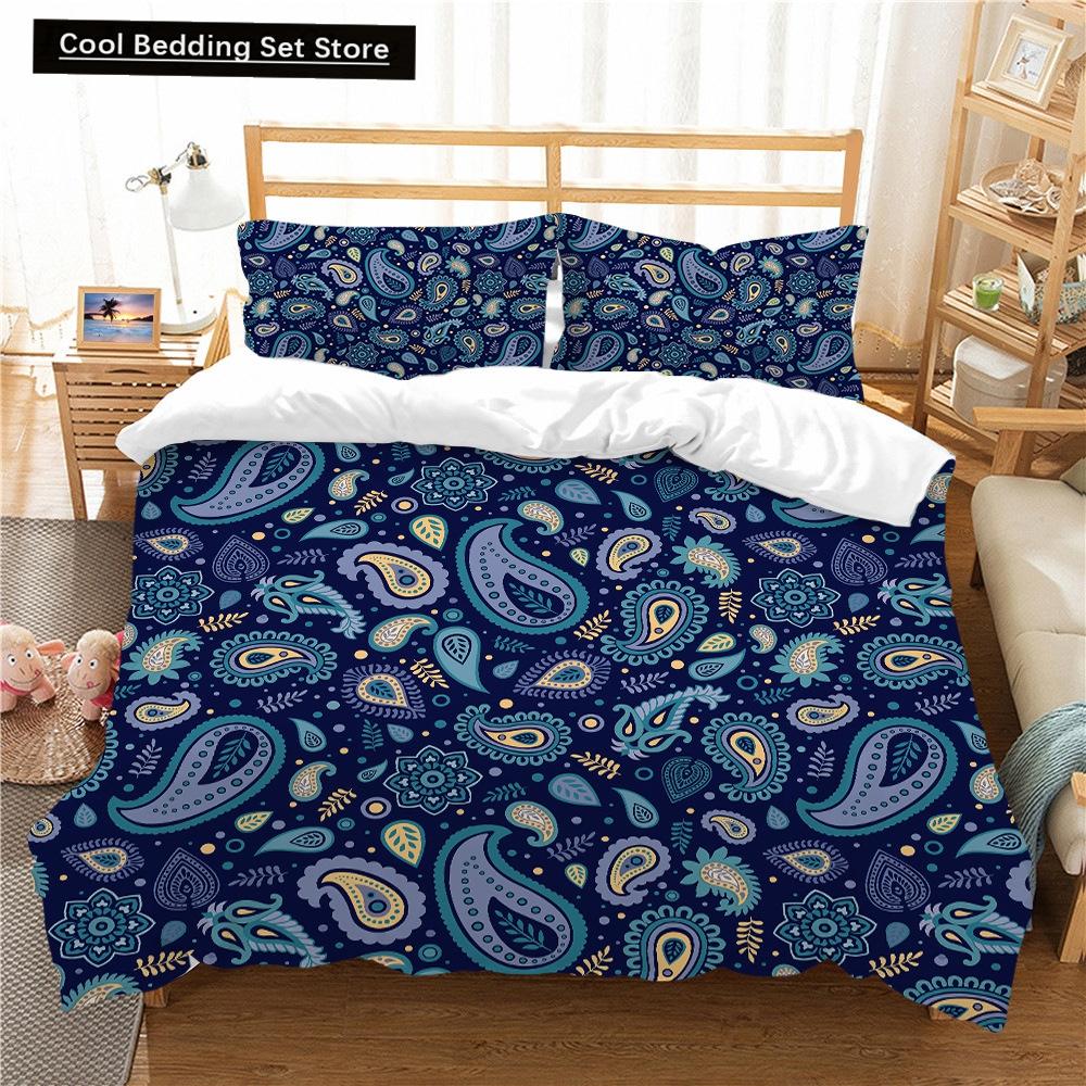 Bohemian Floral King Queen Duvet Cover Boho Mandala Cashew Flowers Bedding Set Exotic Tribe Style 2/3pcs Polyester Quilt Cover