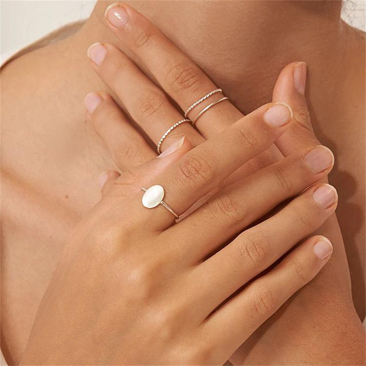 eManco Women's Gold-Plated Stainless Steel Geometric Oval Ring
