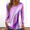 Fashionable Loose Casual Versatile Top Colorful Long Sleeved Round Neck Women's T-shirts