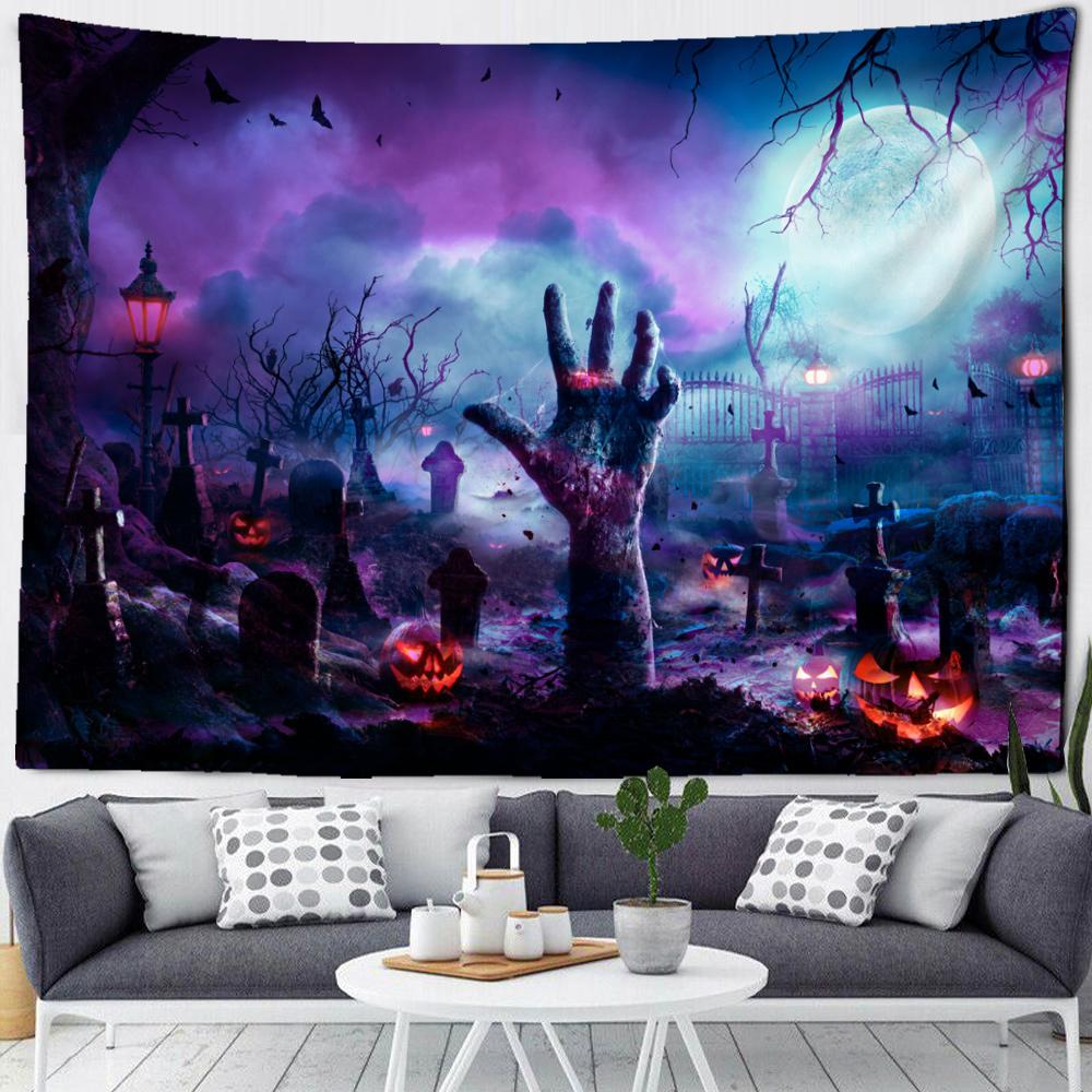 Home Decor Halloween Tapestry Wall Hanging Pumpkin Lantern Festive Atmosphere Hippie Witchcraft Decoration 230x180cm tapiz