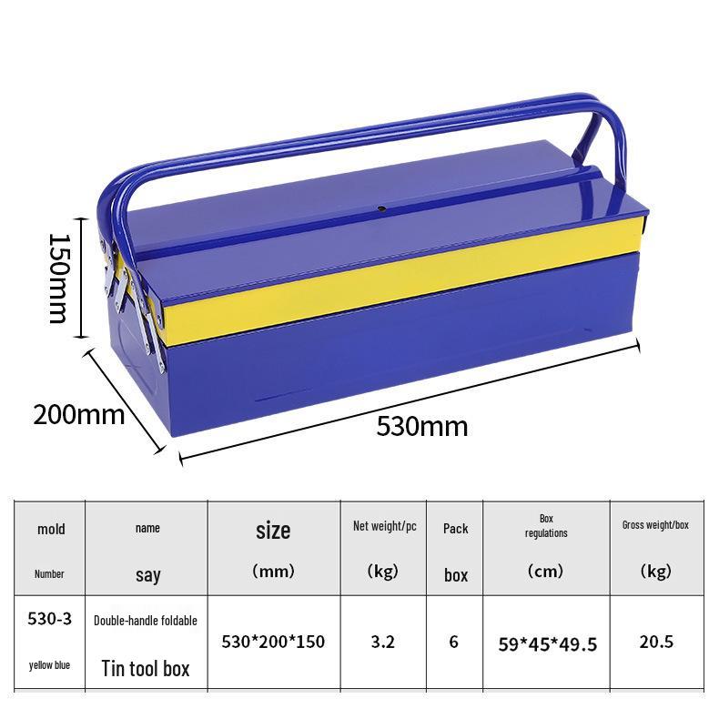 Dual-Handle Folding Metal Toolbox for Car and Auto Repair