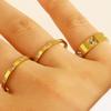 Gold-Plated Diamond-Inlaid Stainless Steel Cross Ring Set: Three-Piece Light Luxury Design with Single Row Stackable Flower Rings.