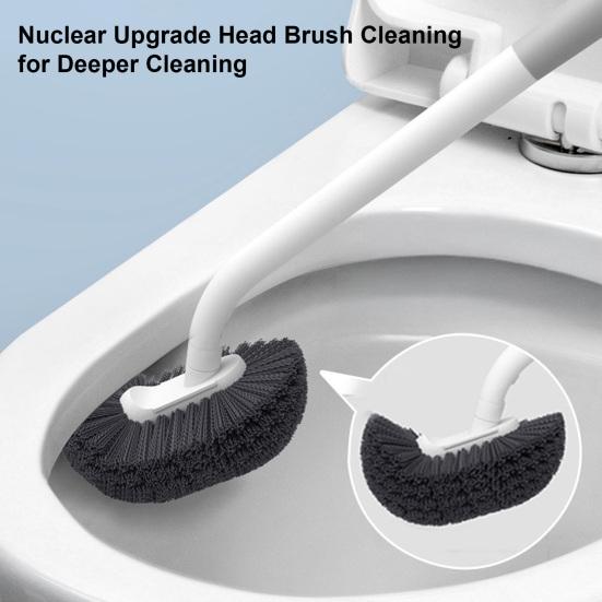 Wall Mounted Toilet Brush, Sanitary Toilet Scrubber with Hole-Free Design And Drainage Base, High-Density Bristles Non-Slip Handle Hygienic Cleaning