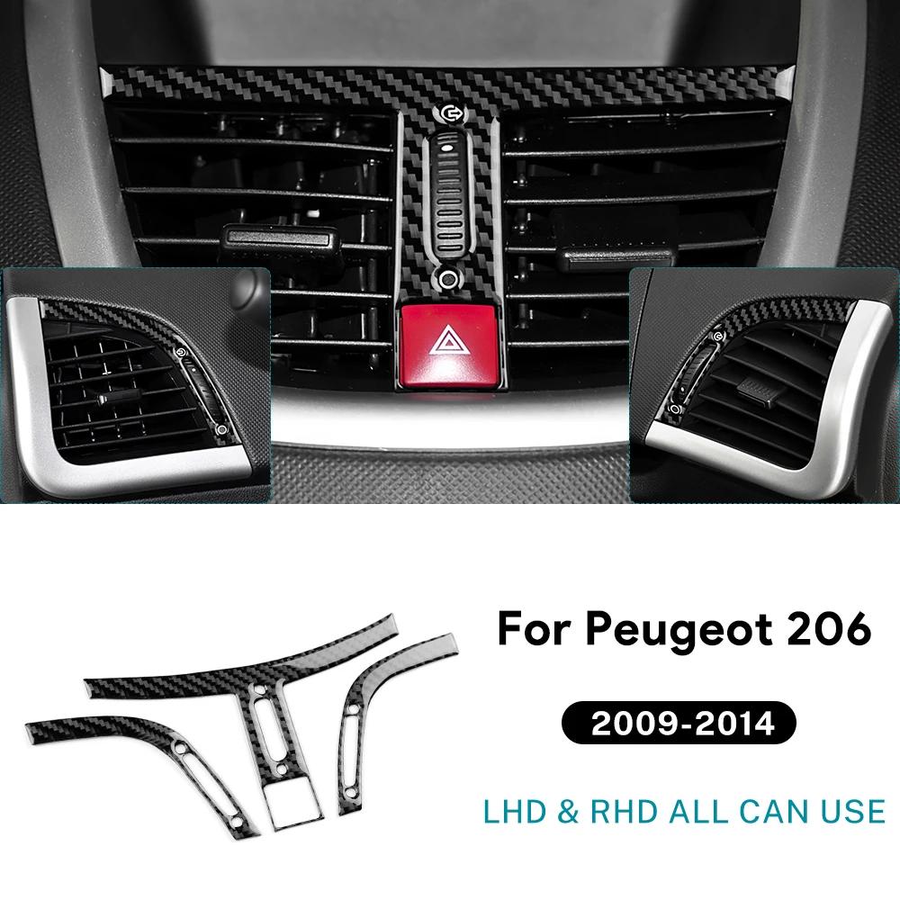 Echter Weicher Karbonfaser-Aufkleber für Peugeot 206 2009 2010 2011 2012 2013 2014 LHD RHD Auto Armaturenbrett Lüftungsauslass Innenverkleidung