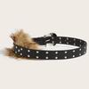 Fashionable PU Leather Waist Cincher With Faux Furs Patchworked Adjustable Pin Buckles Belt For Party adn Daily Outfit