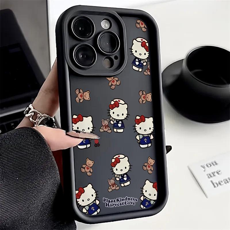 INS Pink Line Hello Kitty Phone Case For Iphone 17 16 Pro Max 17 Air 16e 15 14 13 12 11 Pro Max 14 15 16 Plus Anti-Knock Cover