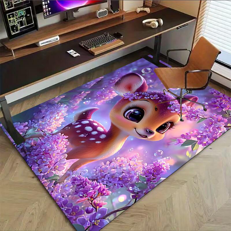1PC Deer Flowers Extra Large Non Slip Floor carpet, Office, family, bedroom, Studio Large Area Rug Indoor Rugs