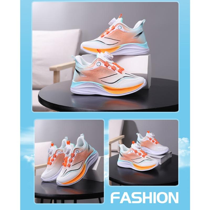 Kids' Gradient Color Rotating Buckle Sneakers Breathable Mesh Non-slip Shock Absorbing Sports Shoes