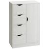 Storage Cabinet Sideboard Modern Chest 1 Cupboard and 4 Drawers - Wood - for Living Room, Kitchen, Hallway, Dining Room - White