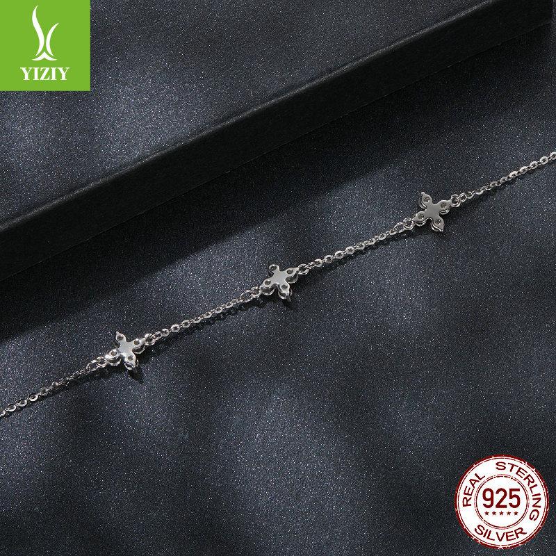 Small Fresh Four-Leaf Clover Mozzarella Bracelet, Exquisite And Versatile S925 Sterling Silver Lucky Bracelet.