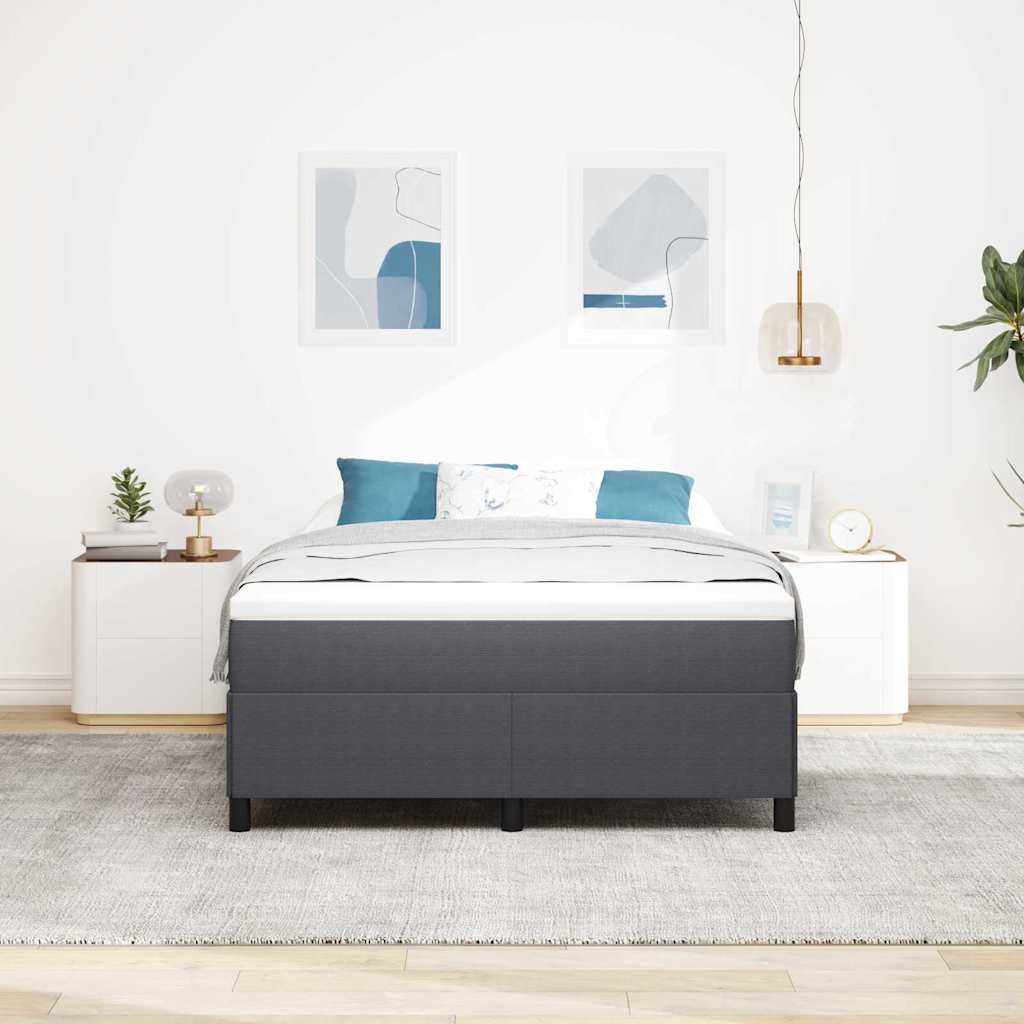 Box Spring Bed Dark Gray 140 x 190 cm Corduroy Fabric