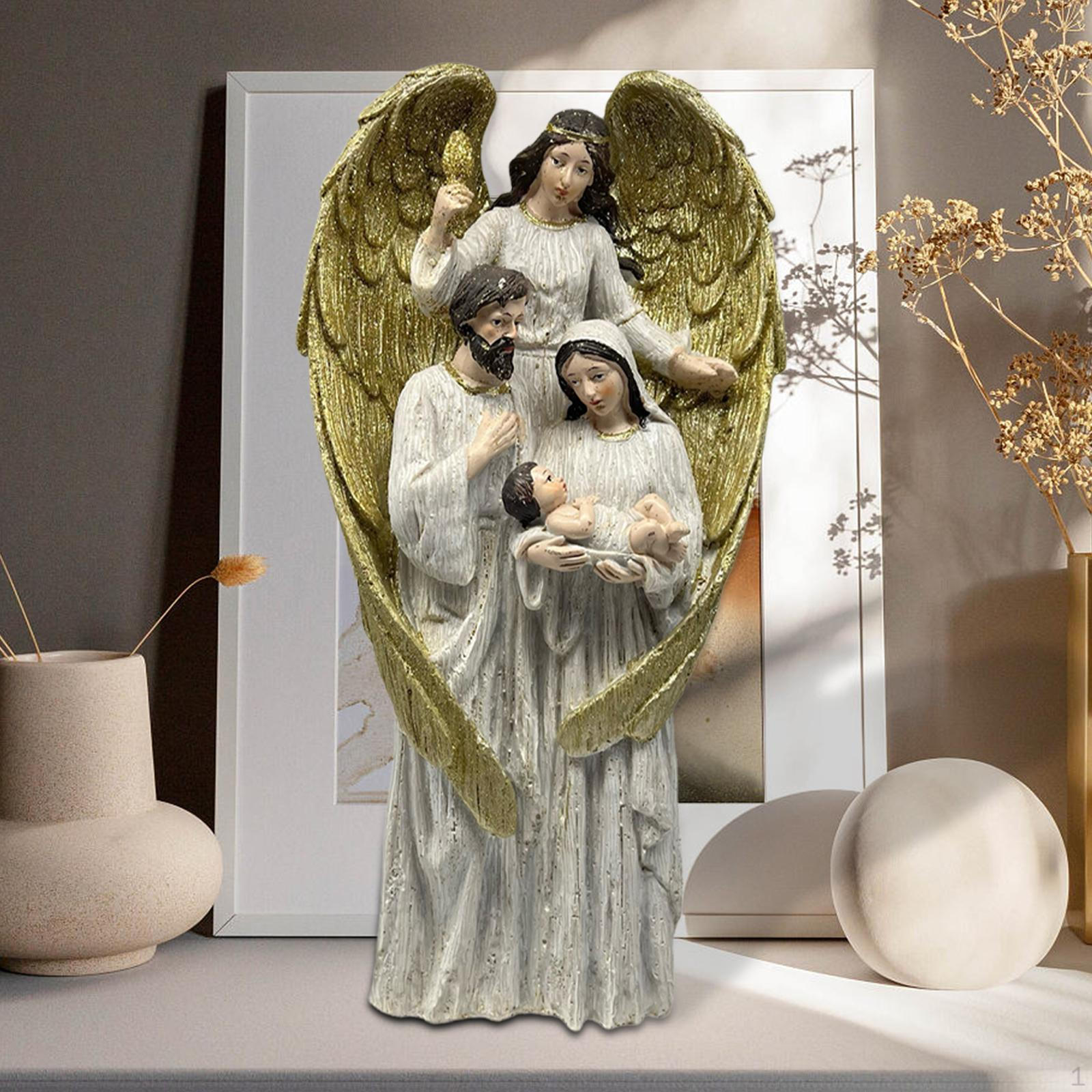 

Фигурка ангела Святого семейства Рождественская коллекция, смола, религиозный подарок, настольная S Gold