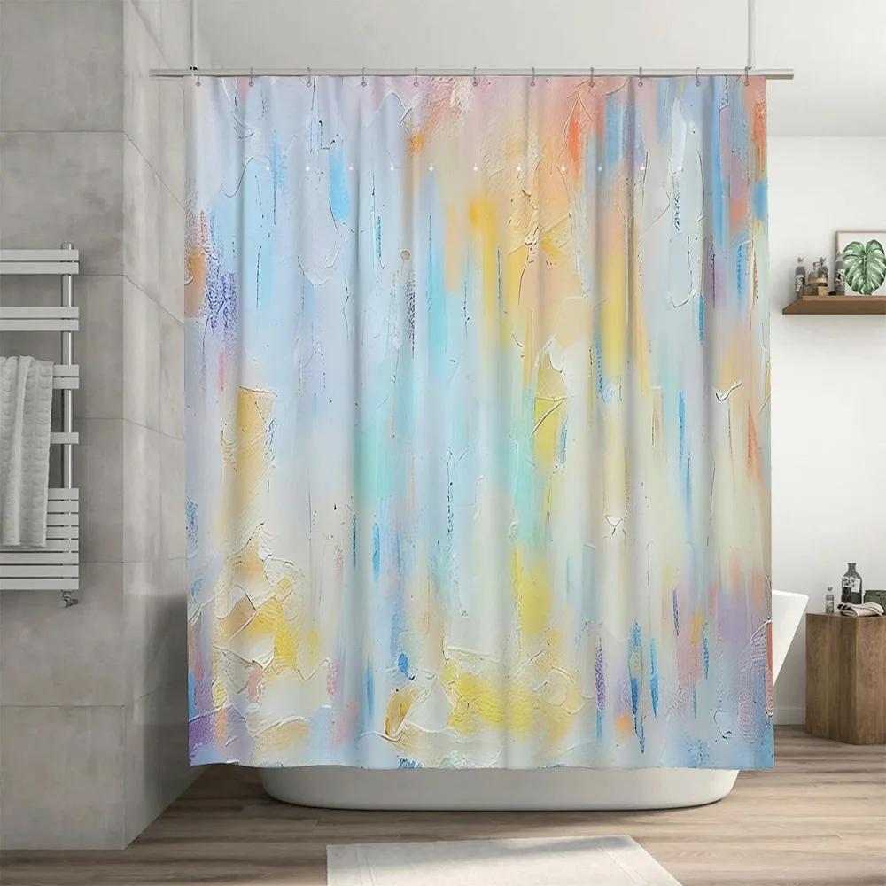 Abstract Watercolor Shower Curtain 3D Printed Waterproof Fabric for Bathroom Decor In Multiple Colors