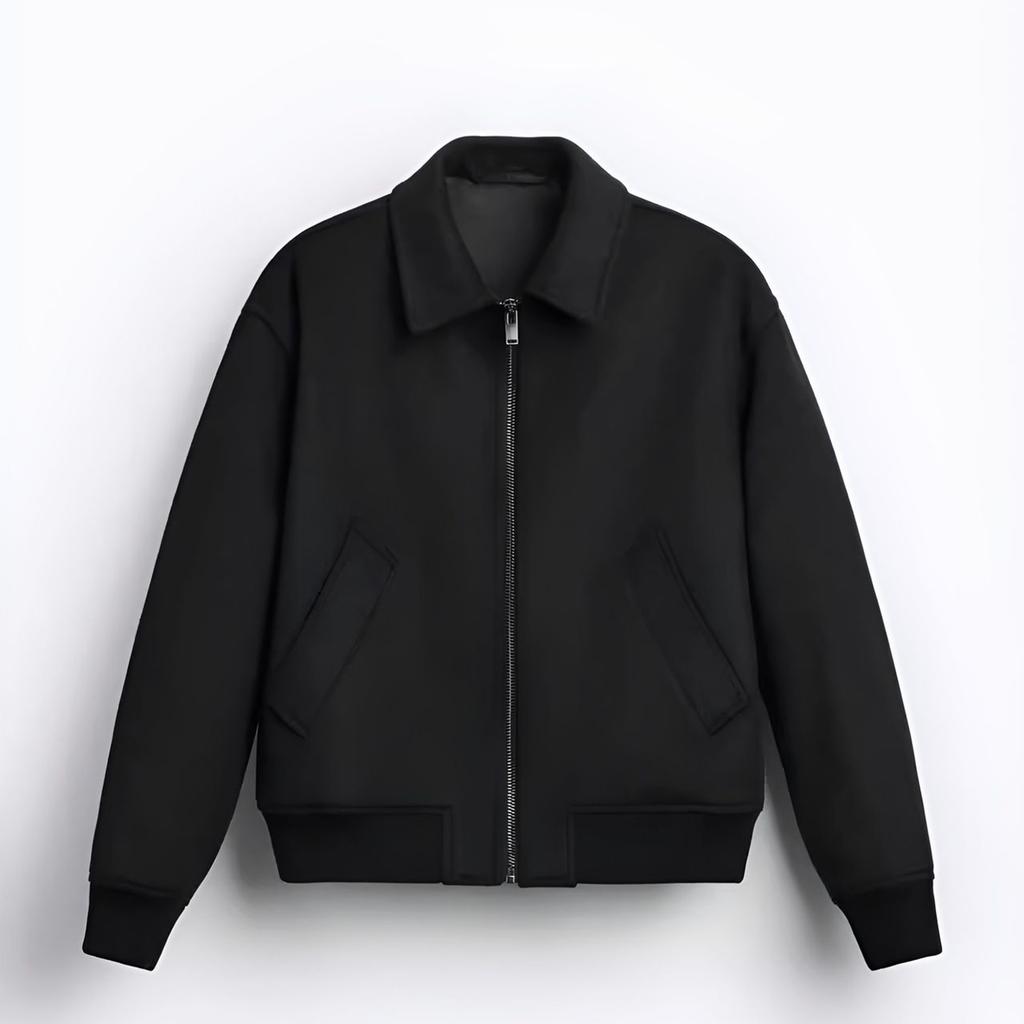 Men's Solid Color Lapel Woolen Coat Casual Slim Fit British Style Jacket