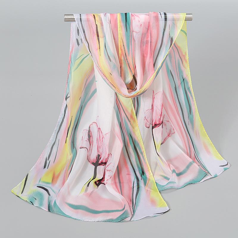 1Pc Muslim Chiffon Hijab Scarf For Women Summer Print Thin Scarves Soft Shawl Foulard Viscose Autumn Female Sunscreen Wrap Shawl