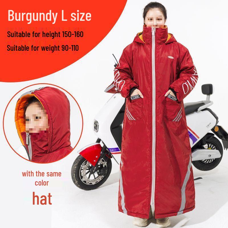 Women's 40° Winter Cycling Suit - Electric Vehicle Style, Northeast Cold-Proof, Below Zero Windproof Quilted One-Piece Windbreaker