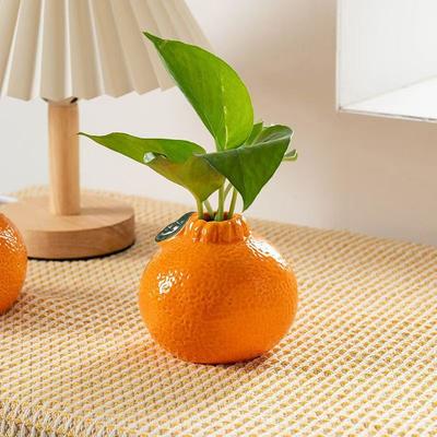 1 Stück Mode Orange Design Keramikvase, Geeignet für Hydrokultur - Perfekte Wahl für Wohnzimmer- und Bürodekoration