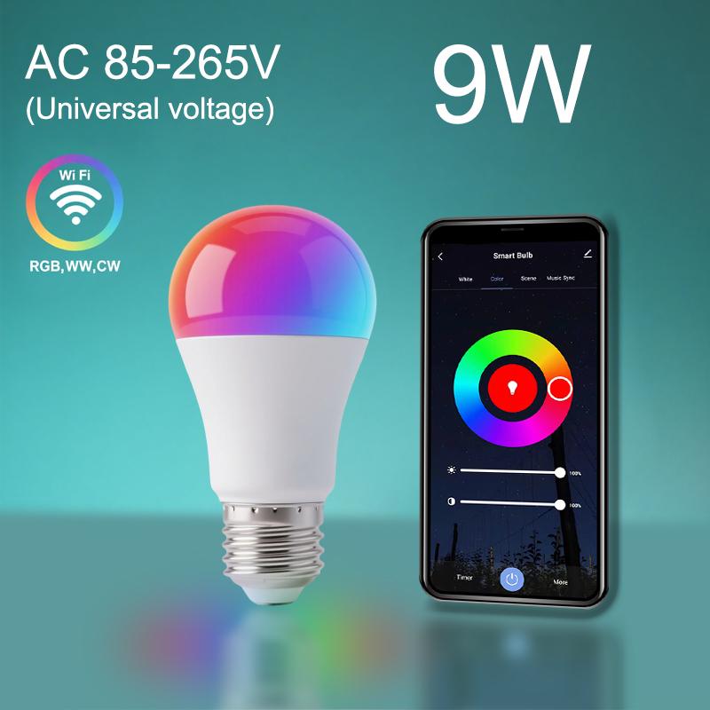 Tuya Smart WiFi LED Light Bulbs 85-265V 9W 12W Alexa LED Lamp RGB Smart Life APP Google Assisatnt Voice Control