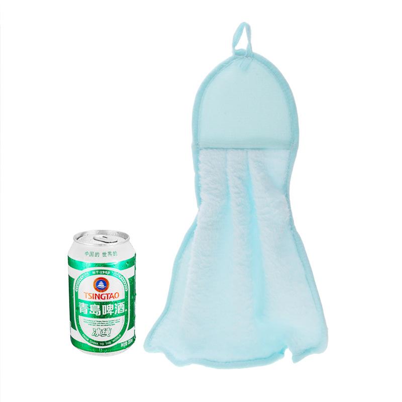 Kitchen Cleaning Hanging Coral Fleece Hand Towel Thickened Scouring Cloth Rag Dishcloth Wipe Towel
