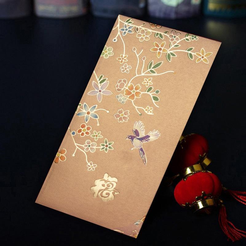 12Pcs Hot Stamping Chinese New Year Red Envelope Rectangular Thickened Red Packet Chinese Style Traditional Hongbao Kids Gift