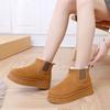 Winter new snow boots women's thick-soled large cotton boots piled and thickened solid color elastic cotton shoes