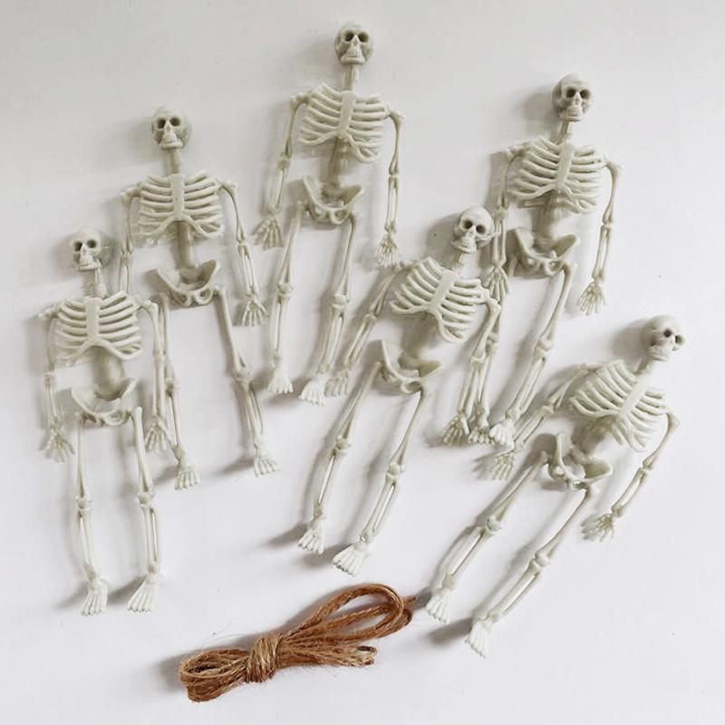 

6pcs New Halloween Themed Scary Orange Black Gray Skeleton Pendant Haunted House Home Bedroom Desktop Decoration Party Supplies