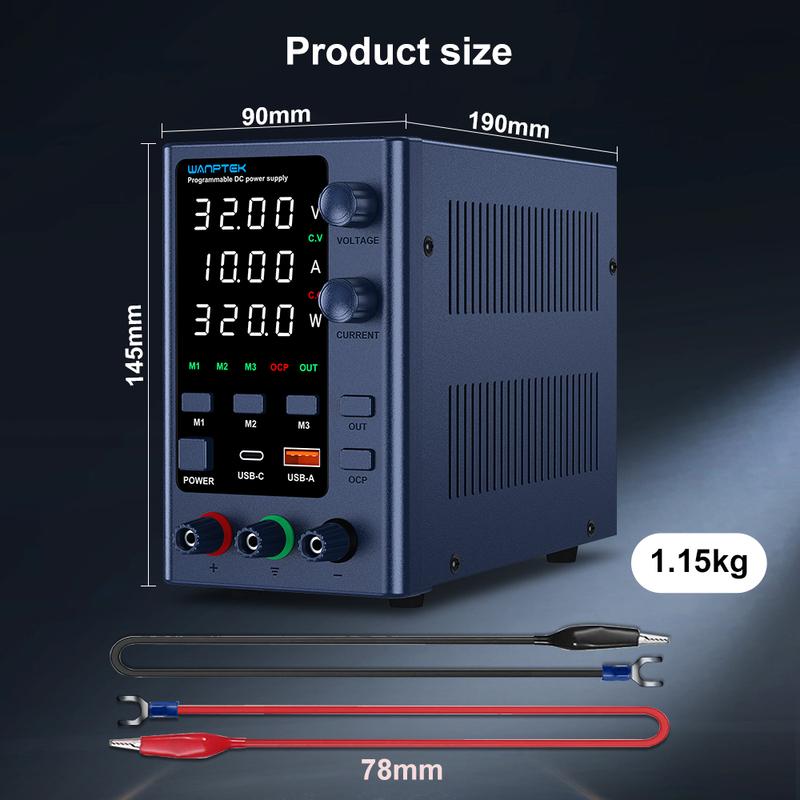 Laboratory power supply 32V 10A adjustable DC power supply with three sets of data storage With USB and Type-C fast charging