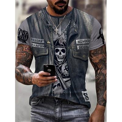 Men's Fashion Hip Hop Cool Skull Head Realistic 3D T-shirt Short Sleeve