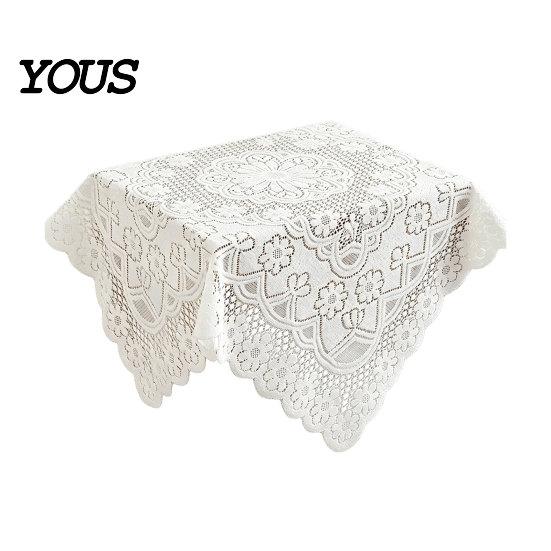 Non-slip Tablecloth White Lace Tablecloth, Square Scalloped Floral Doily, Elegant Vintage Home Decor Table Cover for Nightstand End Tea Party Durable