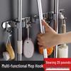 304 Stainless Steel No-Drill Wall-Mounted Multifunctional Mop and Cloth Holder
