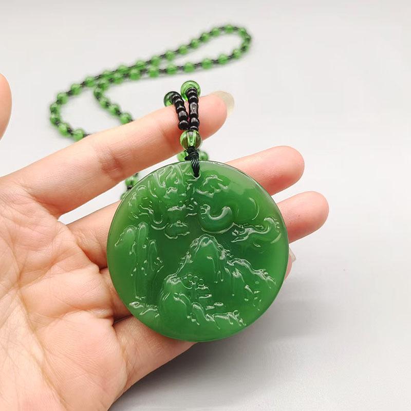 Glass Jewelry Dragon and Phoenix Auspicious Necklace Dragon and Phoenix Brand Pendant Sweater Chain Pendant