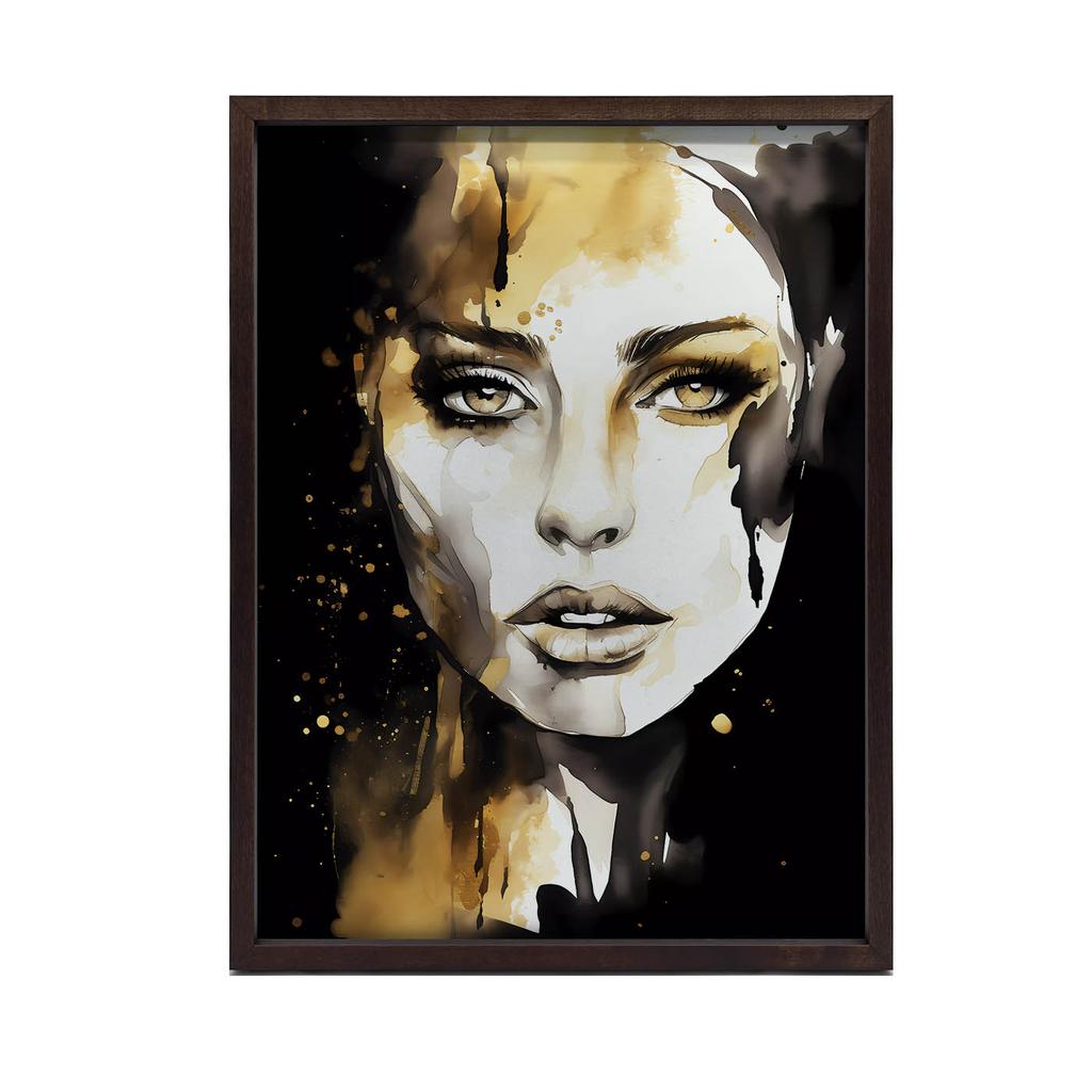 Portret Kobiety - Czerń I Złoto Portret Kobiety - Czerń I Złoto, 50X70 Cm, Bez Ramy, Płótno Premium Na Blejtramie