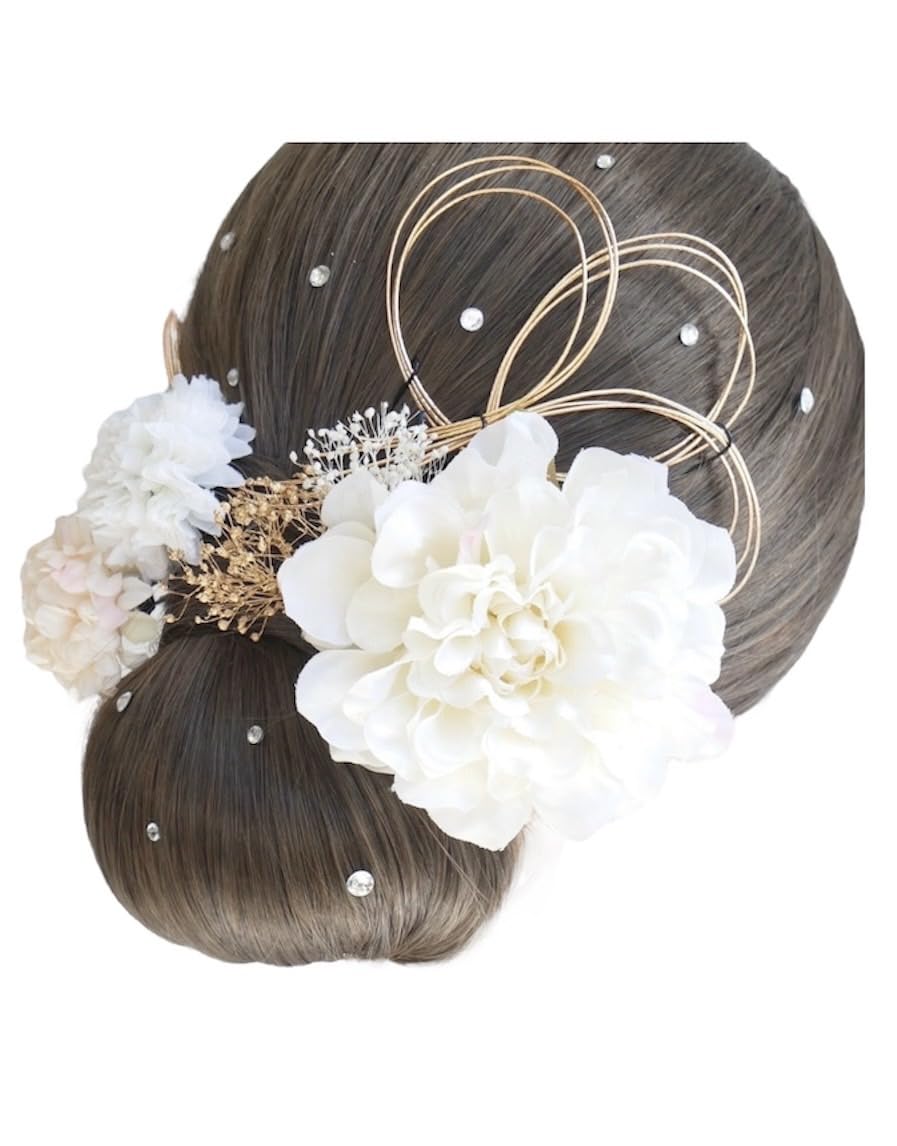 

[Lomeri] Dahlia Hair Ornament - Dried Flower - for Kimono, Japanese Clothing, Yukata, Furisode, Coming-of-Age Ceremony, Wedding, Graduation,
