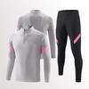 Mens Womens Soccer Training Kit Set Long Sleeve Half-Zip Hoodie Sports Jersey Uniform Breathable Quick-Dry