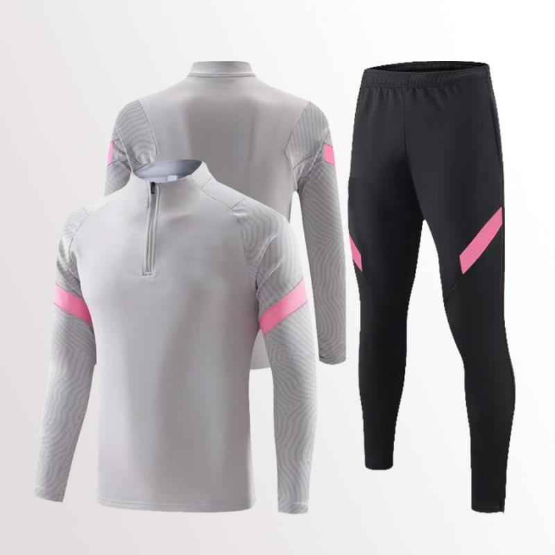 Mens Womens Soccer Training Kit Set Long Sleeve Half-Zip Hoodie Sports Jersey Uniform Breathable Quick-Dry