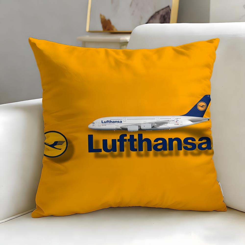 Classic Airline Lufthansa Cushion Cover Soft & Easy-Wash Pillow Case – Versatile For Couch, Bed, Travel And Office